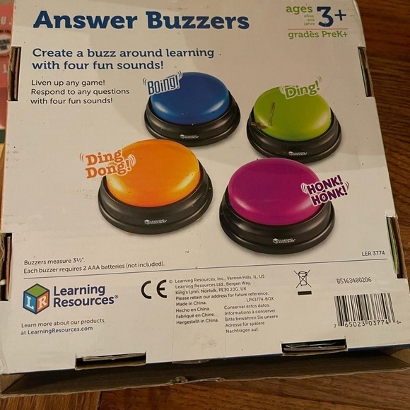 Learning Resources Answer Buzzers Set of 4 Assorted Colors Ages 3+ Pre-K main image 0